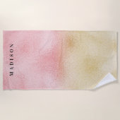 Rosa und Gold Ombre Foil Strandtuch (Vorderseite)