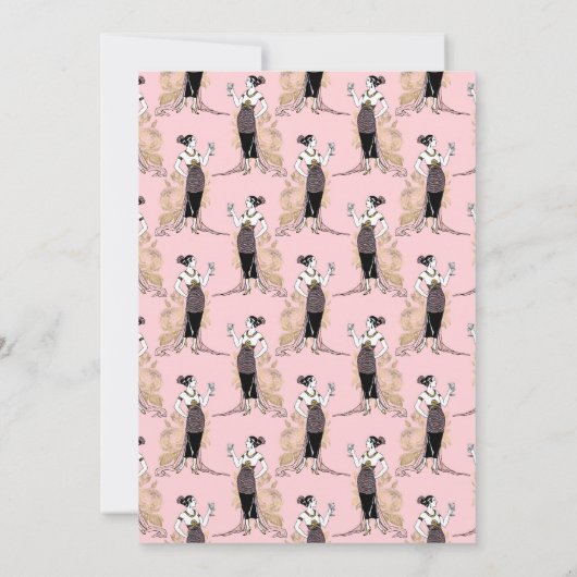 Rosa und Gold Paris Art Deco Einladung (Rückseite)