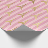 Rosa und Gold Paris Eiffelturm Foil Geschenkpapier (Ecke)