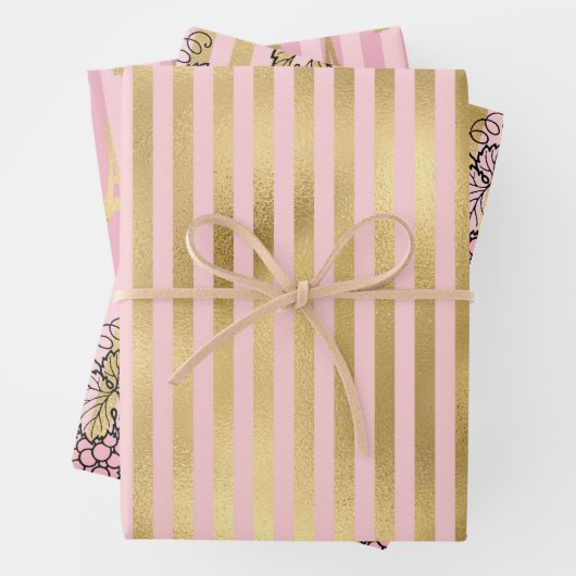 Rosa und Gold - Paris Geschenkpapier Set (Beispiel)