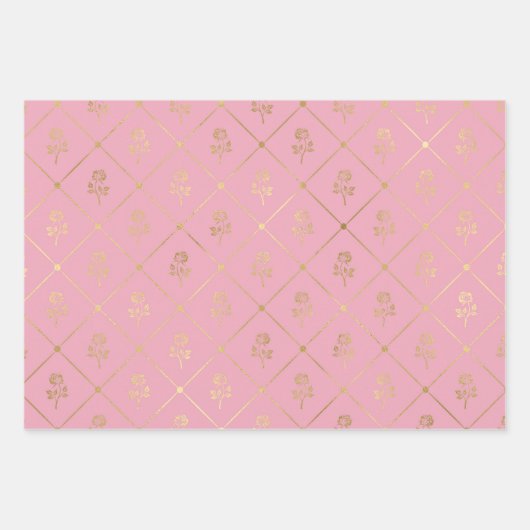 Rosa und Gold - Paris Geschenkpapier Set (Vorderseite 3)
