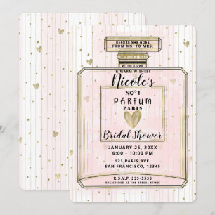 Rosa und Gold Paris Parfum Brautparty Einladung