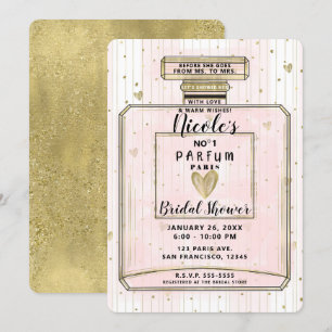 Rosa und Gold Paris Parfum Brautparty Einladung