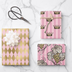 Rosa und Gold Paris Thema Geschenkpapier Set
