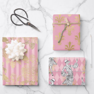 Rosa und Gold Paris Thema Geschenkpapier Set