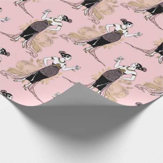 Rosa und Gold Pariser Fossilienmuseum Geschenkpapier (Ecke)