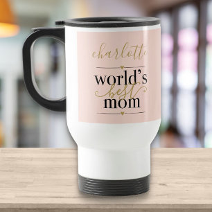 Rosa und Gold Personalisierte Beste Mutter der Wel Reisebecher