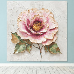 Rosa und Gold Pfingstrosen Texturierte Abstrakte W Leinwanddruck