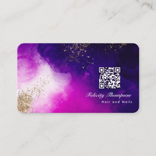 Rosa und Gold Pinselstriche - Visitenkarte (Vorderseite)