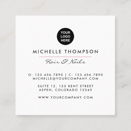 Rosa und Gold Pinselstriche - Visitenkarte (Rückseite)