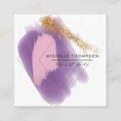 Rosa und Gold Pinselstriche - Visitenkarte (Vorderseite)