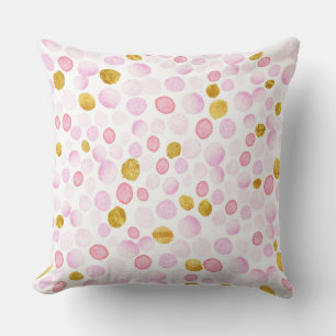 Rosa und Gold Polka Dot Throw Kissen