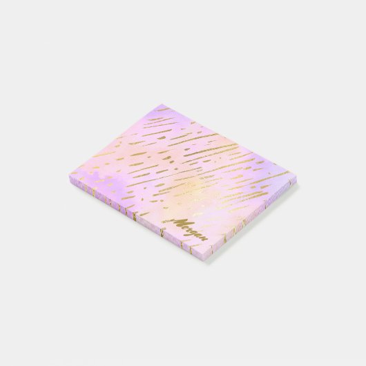 Rosa und Gold Post-it Klebezettel (angewinkelt)