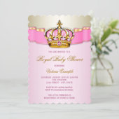 Rosa und Gold Princess Baby Dusche Einladung (Stehend Vorderseite)