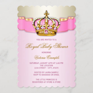 Rosa und Gold Princess Baby Dusche Einladung