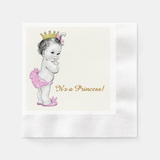 Rosa und Gold Princess Baby Dusche Serviette (Vorderseite)