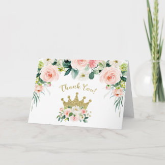 Rosa und Gold Prinzessin Danke Karte