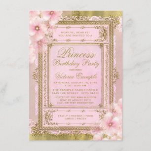 Rosa und Gold Prinzessin Geburtstagsparty Einladung