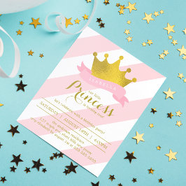 Rosa und Gold Prinzessin Geburtstagsparty Einladung