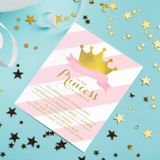 Rosa und Gold Prinzessin Geburtstagsparty Einladung