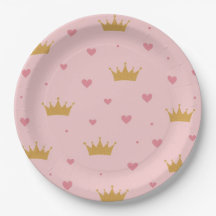 Rosa und Gold Prinzessin Muster Papier Teller