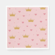 Rosa und Gold Prinzessin Muster Serviette