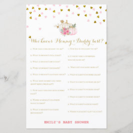 Rosa und Gold Pumpkin Baby Duschgame