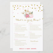 Rosa und Gold Pumpkin Baby Duschgame (Vorne/Hinten)