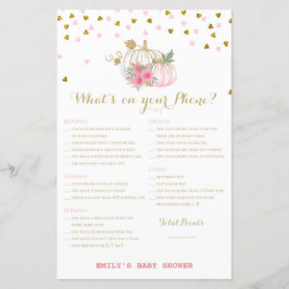 Rosa und Gold Pumpkin Baby Duschgame