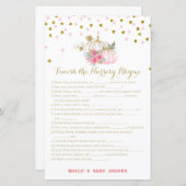 Rosa und Gold Pumpkin Baby Duschgame (Vorne/Hinten)