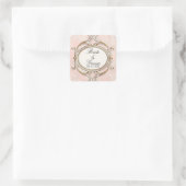 Rosa und Gold Quadratischer Aufkleber (Tasche)
