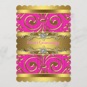 Rosa und Gold Quinceanera Einladung