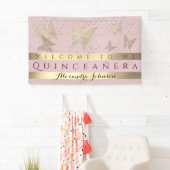 Rosa und Gold Quinceanera Geburtstag Banner (Insitu)