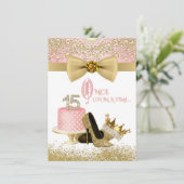 Rosa und Gold Quinceanera Geburtstagsparty Einladung (Stehend Vorderseite)