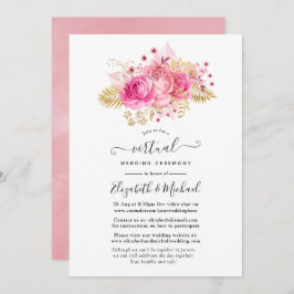 Rosa und Gold Rose Online Virtual Wedding Einladung