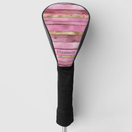 Rosa und Gold rustikale falsche Holz Personalisier Golf Headcover