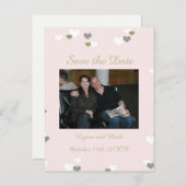 Rosa und Gold Save the Date Ankündigungspostkarte (Vorne/Hinten)