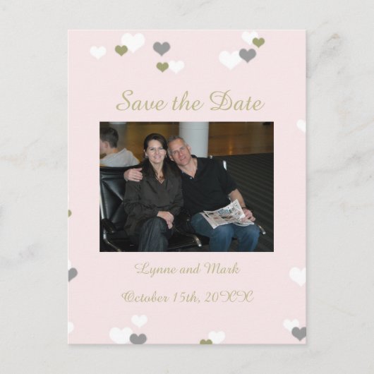 Rosa und Gold Save the Date Ankündigungspostkarte (Vorderseite)