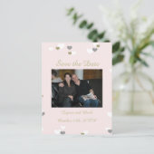 Rosa und Gold Save the Date Ankündigungspostkarte (Stehend Vorderseite)