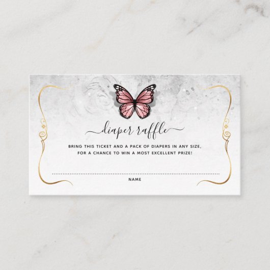 Rosa und Gold Schmetterling-Windeln Begleitkarte (Vorderseite)