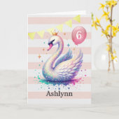 Rosa und Gold Swan Prinzessin 6. Geburtstag Karte (Gelbe Blume)