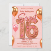 Rosa und Gold Sweet 16 Celebration Einladung (Vorderseite)