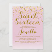 Rosa und Gold Sweet 16 Einladung (Vorderseite)