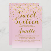 Rosa und Gold Sweet 16 Einladung (Vorne/Hinten)