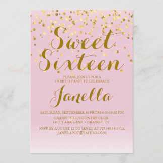 Rosa und Gold Sweet 16 Einladung