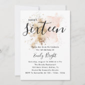 Rosa und Gold Sweet 16 Einladungen 16. Geburtstag (Vorderseite)