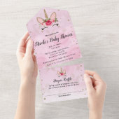 Rosa und Gold Trendy Alles in allem in einer Babyd All In One Einladung (Abreißen)