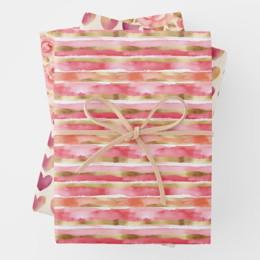 Rosa und Gold Trio Geschenkpapier Set (Beispiel)