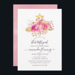 Rosa und Gold tropische Bat Mitzvah Einladung<br><div class="desc">Rosa Rosen und Imitate Gold Glitzer tropische Foliage Fledermaus Mitzvah Einladung mit eleganter Handschrift Typografie,  die schnell und einfach auf Ihre Event-Besonderheiten angepasst werden.</div>