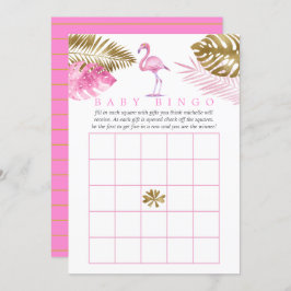 Rosa und Gold tropische Flamingo Baby Dusche Bingo Einladung